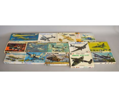Fourteen vintage aviation related model kits by Revell, - including  Dornier DO 217 K1 (H2020), Heinkel He 115 C-1 (H-241), W