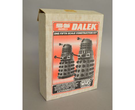 A very scarce Sevans Vacform Dr Who Dalek model construction kit in one fifth scale, The card box with illustrated label has 