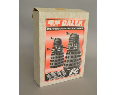 A very scarce Sevans Vacform Dr Who Dalek model construction kit in one fifth scale, The card box with illustrated label has 