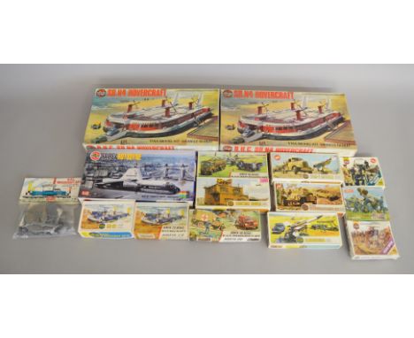 Sixteen  Airfix model kits, which includes a scarce bagged version H.D.L Hovercraft SR-N1 1/72 scale number 2 series, B.H.C S