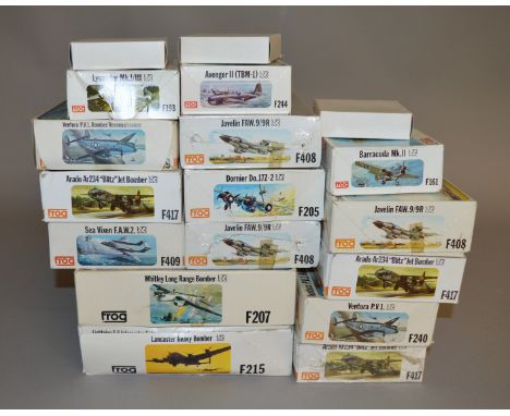 Fifteen aviation related model kits by Frog, also includes three Spin-A-Props, the Javelin FAW.9/9R, Ventura P.V.1, Arado Ar2