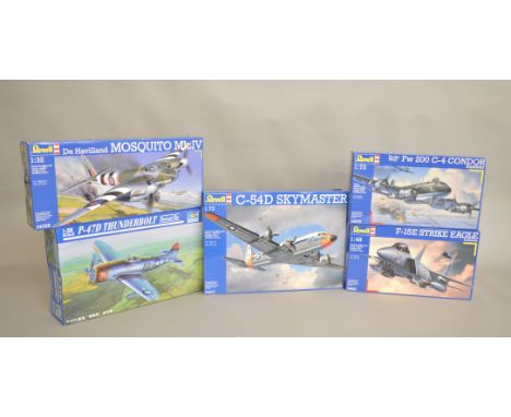 EX-SHOP STOCK: Five model kits by Revell all in sealed boxes, this lot includes; C-54D Skymaster 1:72 scale 04877, P- 47D Thu