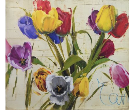 * ANTONIO MASSA, TULIP SURPRISE hand-embellished limited edition print on canvas 88cm x 100cm Unframed Note: certificate of a