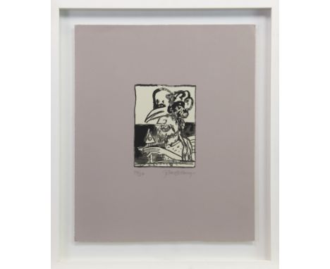 * JOHN BELLANY CBE RA HRSA (SCOTTISH 1942 - 2013), SELF PORTRAIT silkscreen print, signed, 14/24 18cm x 13cm Mounted, framed 