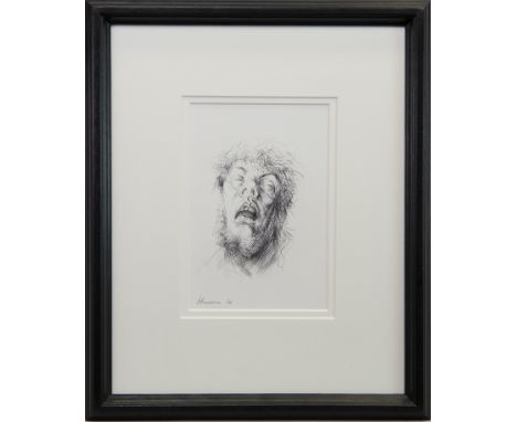 * PETER HOWSON OBE (SCOTTISH b 1958), CHRIST, 2005 ink on paper, signed and dated '05, further titled and described on label 