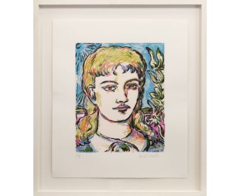 * ADRIAN WISZNIEWSKI RSA HonFRIAS HRSW (SCOTTISH b 1958 - ), PORTRAIT OF A GIRL colour print, signed, printer's proof 37cm x 