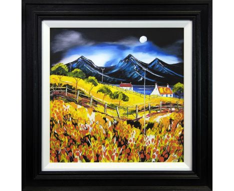 * JOHN DAMARI, STORM OVER THE CROFTS limited edition canvas print 50cm x 50cm Framed and under glass