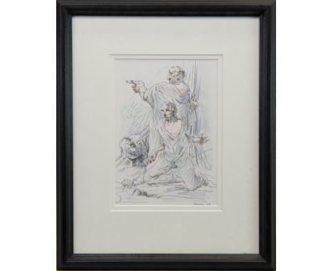 * PETER HOWSON OBE (SCOTTISH b 1958), VIRGIL &amp; DANTE mixed media on paper, signed and dated '09, further titled and dated