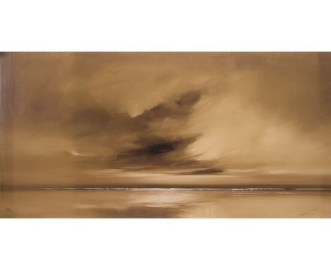 SCOTTISH CONTEMPORARY, WHISPY SKIES print on canvas, signed indistinctly, 35/95 57cm x 114cm Unframed