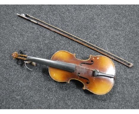 A 20th century Antonius Stradivarius copy violin with bow 