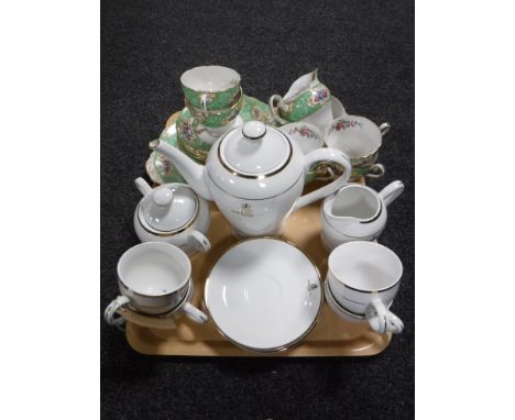 A tray containing eleven piece Queens Golden Jubilee tea service together with  a twenty one piece Royal Standard Lady Cynthi