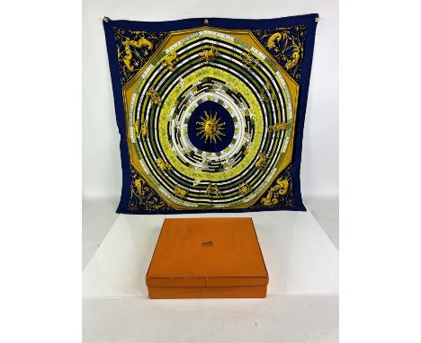 A boxed HERMES silk scarf DIES ET HORE Astrologie - Dies et Hore Hermes scarf was designed by Francoise Faconnet and first is