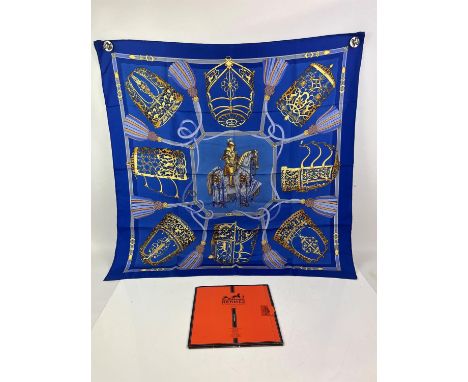 HERMES silk Scarf "Les Muserolles" in rare blue colourway. In original packetCondition Report:  Good condition with light mar