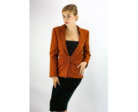 A collection of GIORGIO ARMANI ladies 1990s vintage jackets. A zipped and padded cotton khaki bomber/flying "Top Gun" inspire