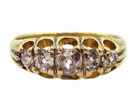 Early 20th century 18ct gold five stone old cut diamond ring, total diamond weight approx 0.55 caratCondition Report:Approx 3