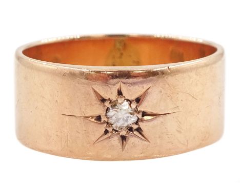 Early 20th century 9ct rose gold gypsy set single stone old cut diamond ring, London 1919, diamond approx 0.10 caratCondition