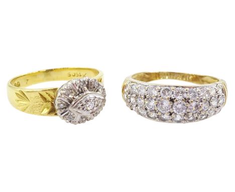 18ct gold single cut diamond cluster ring and a 9ct gold cubic zirconia dress ringCondition Report:18ct approx 4.25gm, size L