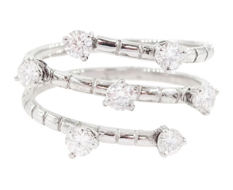 18ct white gold round brilliant cut diamond spiral ring, hallmarked, total diamond weight approx 0.55 caratCondition Report:A