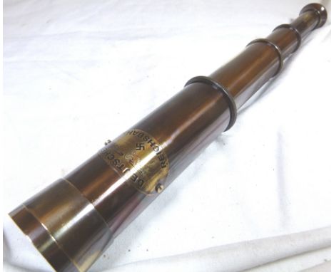 BRASS TELESCOPE. Brass German army telescope, L: 39 cm