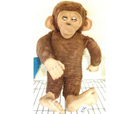 CHILTERN TOY MONKEY. Chiltern Toys hanging monkey figure with sleeping eyes, H: 45 cm