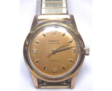 GERMAN PHENIX CHRONOMETER. German Phenix 17 jewel chronometer wristwatch on expanding bracelet
