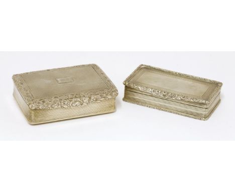 A George IV silver snuff boxT Phipps and I Phipps, London 1820,of rectangular form with concave sides, decorated with a scrol