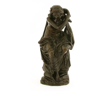 Jean Baptiste Clesinger (French 1814-1883)'Sapho' a bronze figure inscribed 'Clesinger Roma 1854', impressed 'F. Barbedienne 