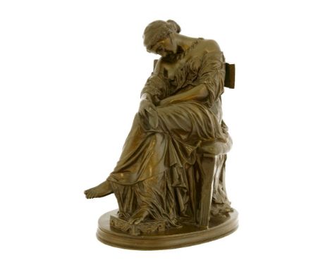 Pierre Jules Cavelier (French 1814 -1894),'Penelope', a Grecian lady seated on an Klismos chair, with seal 'J. Cavelier' no.1