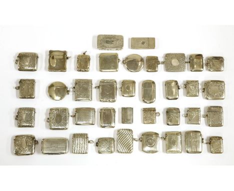 A collection of thirty-eight silver vesta cases and snuff boxes,19th century and later, to include:a combination snuff box/ve