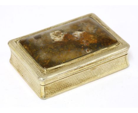 A George IV silver gilt and polished snuff box,Charles Rawling and William Summers, London 1829,of rectangular form with engi