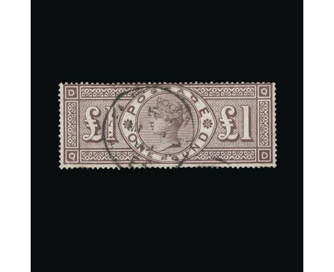 Great Britain - QV (surface printed) : (SG 186) 1888 Orbs £1 brown-lilac, QD, centred to top, light cds, damaged SW corner, o