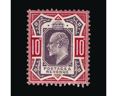 Great Britain - KEVII : (SG (255)) 1902-10 DLR 10d slate-purple and deep (glossy) carmine, on chalky paper, small gum patches