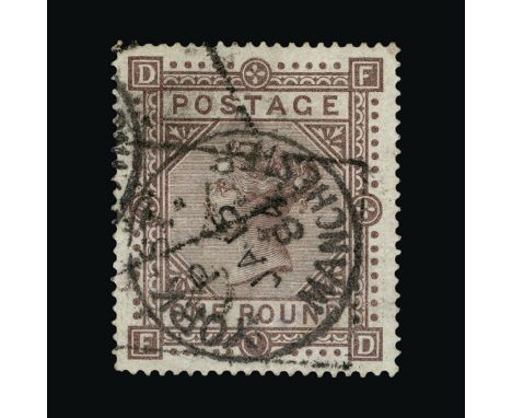 Great Britain - QV (surface printed) : (SG 136) 1867-83 wmk Anchor £1 brown-lilac, FD, full YORK ST./MANCHESTER cds and light