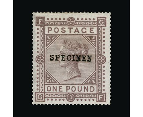 Great Britain - QV (surface printed) : (SG 129s) 1867-83 Maltese Cross £1 brown-lilac, GF, ovptd SPECIMEN Type 9, centred to 