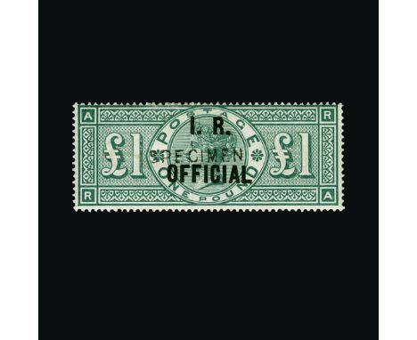 Great Britain - Officials : (SG O16s) 1887-92 INLAND REVENUE £1 green, RA, ovptd SPECIMEN, Type 10, centred to top, light gum