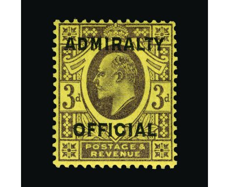 Great Britain - Officials : (SG O112) 1903-04 ADMIRALTY 3d, very light vertical gum crease at edge, very fresh, fine l.m.m. B