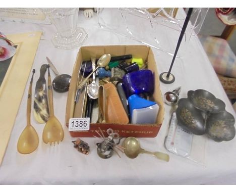 An interesting lot including cutlery, harmonica etc.,