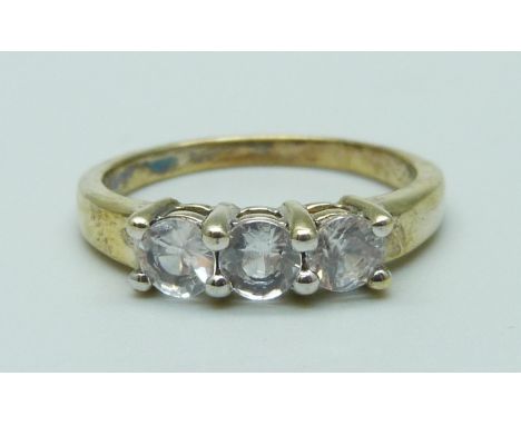A silver gilt trilogy ring, R 