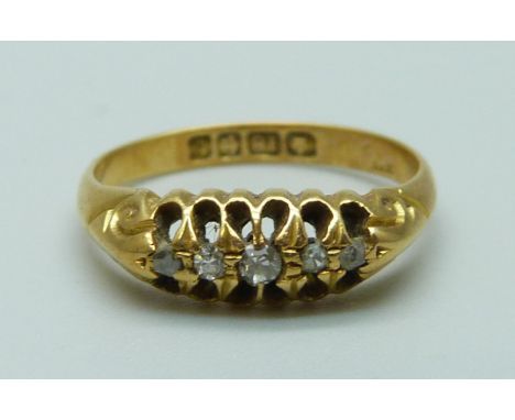 An 18ct gold and diamond ring, Birmingham 1918, 2.4g, I/J 