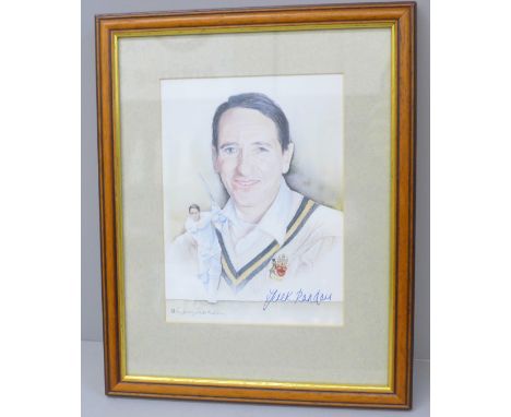 A Derek Randall signed portrait print 