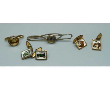 Vintage Essex crystal cufflinks, tie-pins and stick pins 