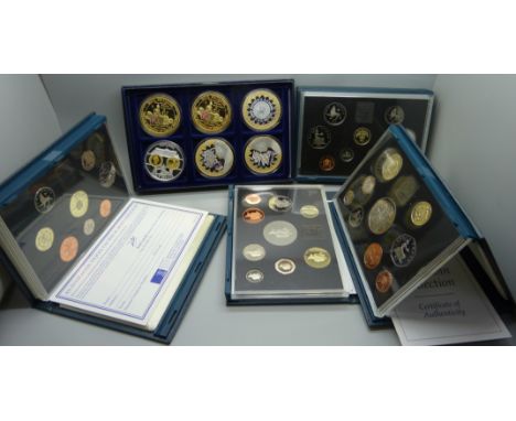 Six boxes of commemorative coins including Sapphire Coronation, 1995 coin set, 1996 coin set, etc. 