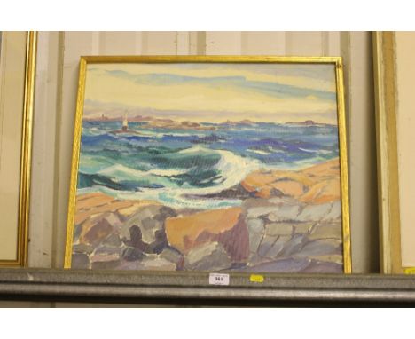 Unsigned oil on board, abstract study of seascape 