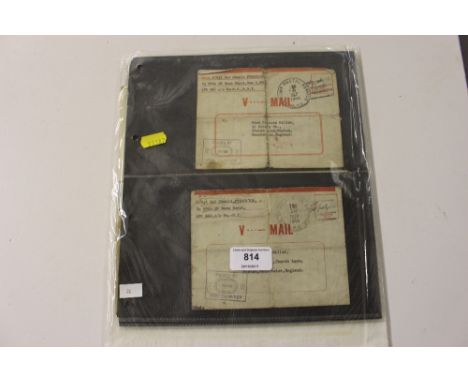 USA WW2 Army Freepost and Censored letters including VMail 1943/5 (14 items)