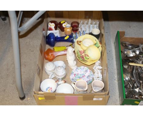A box containing Poole pottery, Carltonware etc. 
