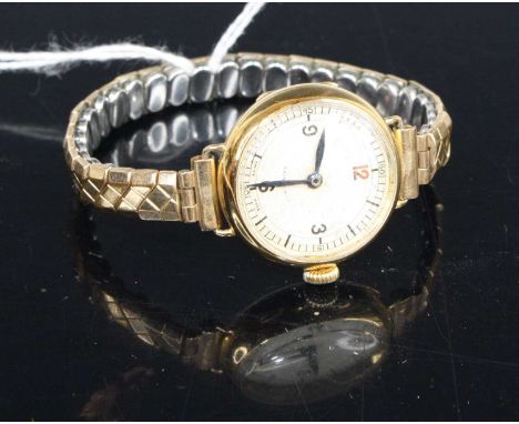 A vintage lady's Longines 18ct gold cased manual wind wristwatch, having signed silvered dial with quarter Arabic numerals, m