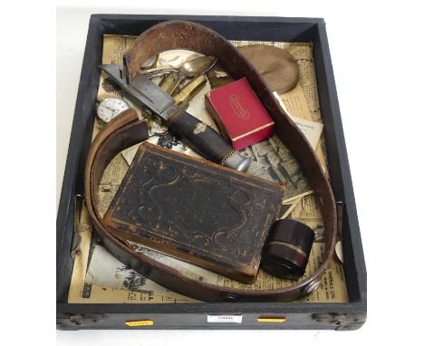 A collection of miscellaneous World war II German military items to include ephemera, German officer cards, photographs, leat