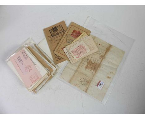 A collection of postcards, postmarks and ephemera, to include a ration book, postal savings book, and a radio licence; togeth