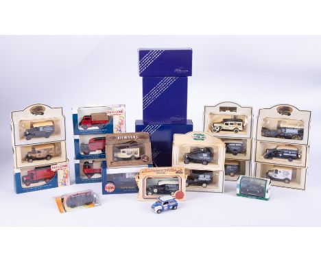A collection of boxed model cars including set of four Days Gone Royal Mail vans, Lledo and Corgi etc, approx. 20.
