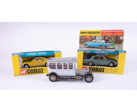 Corgi Toys 'Oldsmobile Toronado' No.276, rare gold colour, boxed, Corgi Toys 'Rover 2000 Tc' No.275, boxed and a Corgi Classi